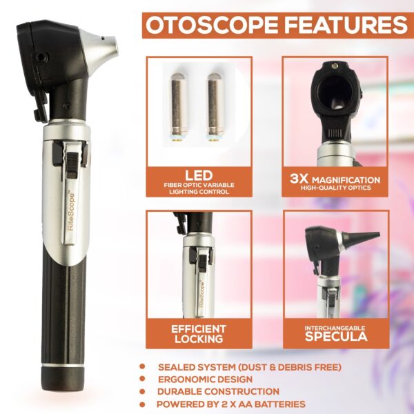 RiteScope Otoscope - Ear Scope with Light, Ear Infection Detector, Pocket Size, in Black Color - Image 2